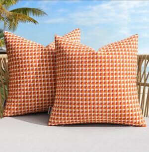 MIULEE Outdoor Texture Waterproof Pillow Covers 2 Pack ,18x18 Inch, Orange